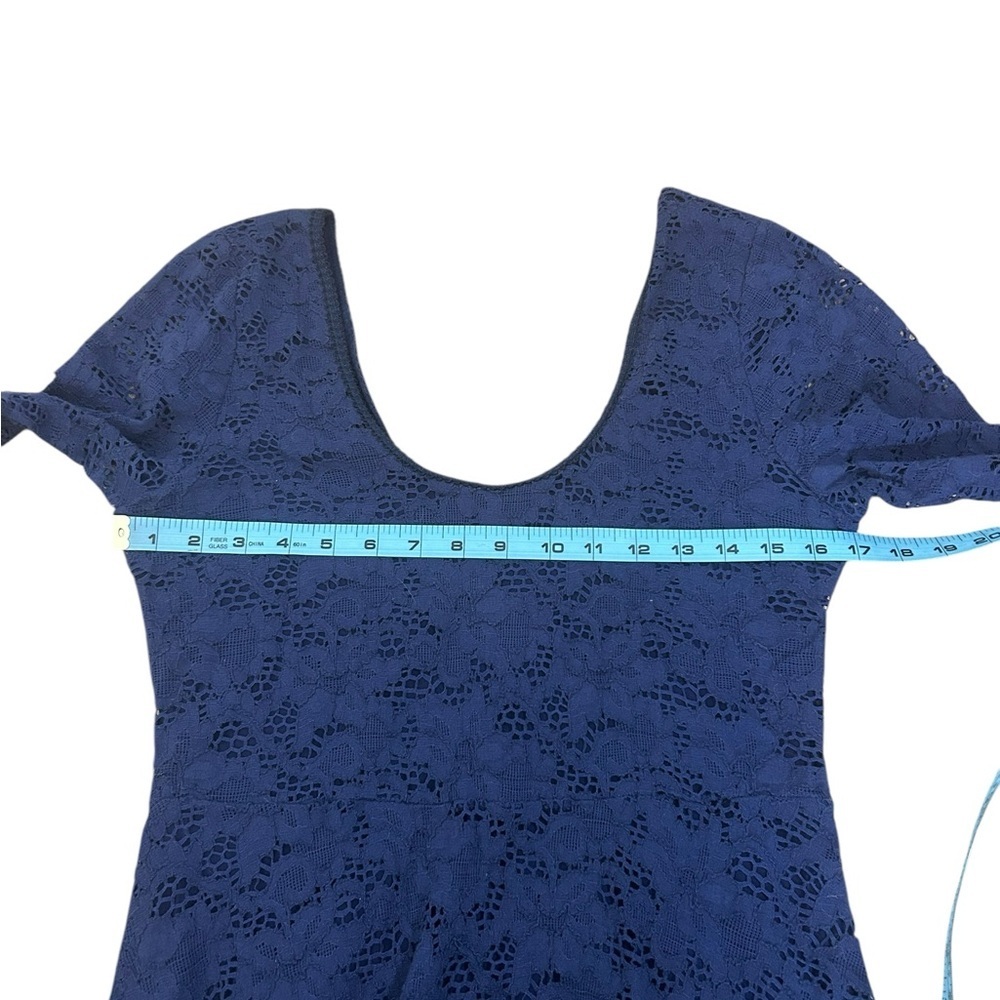 Revolve Free People Navy Katya 3/4 Sleeve Lace Overlay Minidress Womens Sz Med - Picture 9 of 11